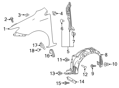 2017 Toyota Corolla iM Fender & Components Guide Diagram for 53153-02010