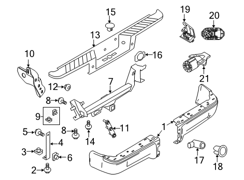 2013 Ford F-150 Parking Aid Retainer Diagram for 9L3Z-15A862-G