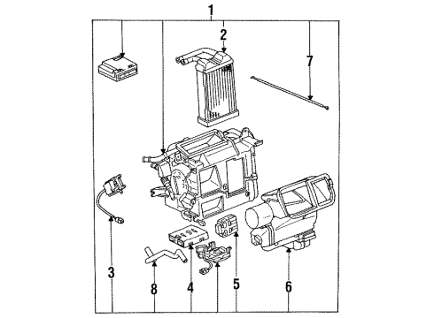 1990 Toyota Celica Heater Core & Control Valve Servo Sub-Assy, Damper Diagram for 87106-20150