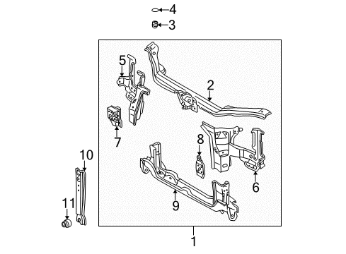 1998 Toyota Sienna Radiator Support Side Support Reinforcement Diagram for 53282-45010