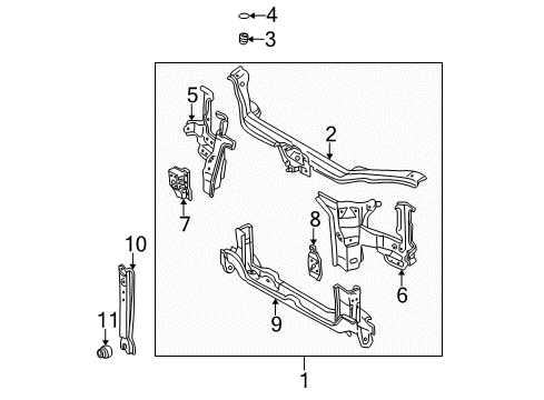 1998 Toyota Sienna Radiator Support Upper Tie Bar Diagram for 53205-08010