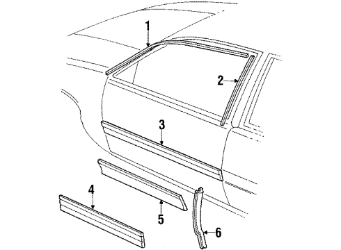 1986 Buick Skylark Exterior Trim - Front Door Kit-Molding O/P Front Door Lower Diagram for 20501618