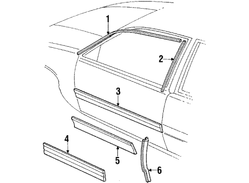 1986 Buick Skylark Exterior Trim - Front Door Molding, Kit Diagram for 20499478