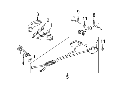 2007 Cadillac STS Exhaust Manifold Muffler & Pipe Diagram for 15290904