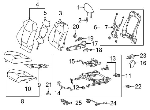 2022 Toyota Corolla Passenger Seat Components Seat Back Cover Diagram for 71073-0ZR00-B3