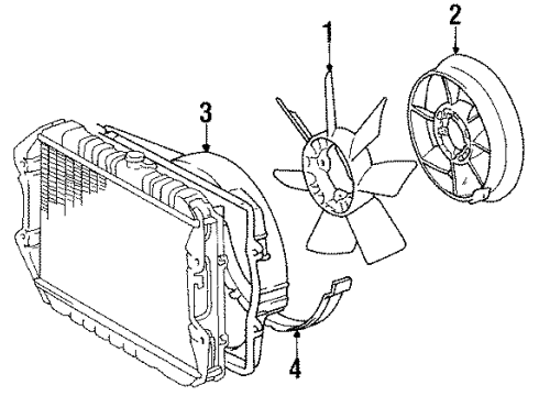 1994 Toyota Pickup Cooling System, Radiator, Water Pump, Cooling Fan SHROUD, Fan Diagram for 16712-65020