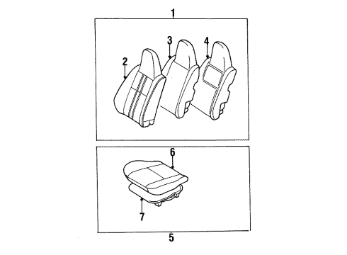 1997 Toyota Tercel Front Seat Components Cushion Assembly Diagram for 71420-1G340-B0