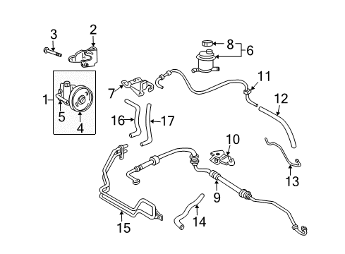 2005 Hyundai Accent P/S Pump & Hoses, Steering Gear & Linkage Hose-Return"R" Diagram for 57545-25030