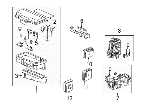 2003 Acura CL Electrical Components Box Assembly, Relay Diagram for 38250-S3M-A22