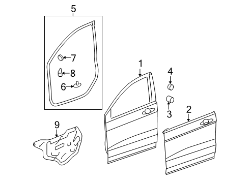 2011 Honda CR-V Front Door Weatherstrip, L. FR. Door Diagram for 72350-SXS-A02