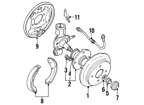 1996 Geo Metro Rear Brakes Nut, M18X1.5X21 (Nut, On Esn) Diagram for 30001589