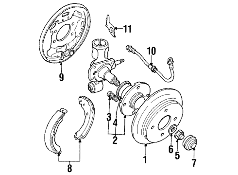 1996 Geo Metro Rear Brakes Rear Drum Dust Cover Diagram for 30001822