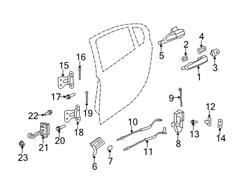 2013 Chevrolet Caprice Rear Door - Lock & Hardware Lower Hinge Diagram for 92262663