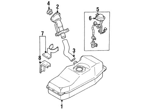 1986 Nissan D21 Fuel Supply Hose Filler Diagram for 17228-01G01