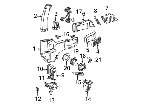 2002 Ford E-350 Econoline Club Wagon Air Conditioner Heater Core Diagram for H2MZ-18476-AB