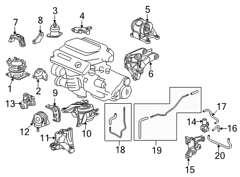 2011 Acura TL Engine & Trans Mounting Bracket, Engine Side Mounting (4WD) Diagram for 50620-TK5-A00