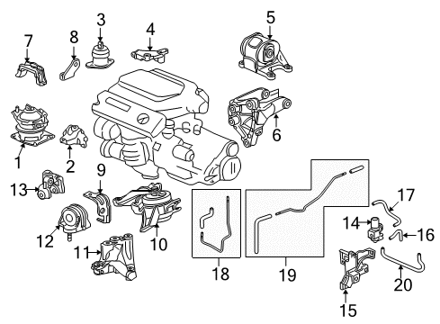 2011 Acura TL Engine & Trans Mounting Bracket, Rear Engine Mounting Diagram for 50610-TK5-A50