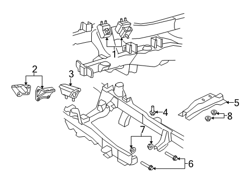 2008 Ford Ranger Engine & Trans Mounting Mount Bracket Diagram for 3L5Z-6030-HA