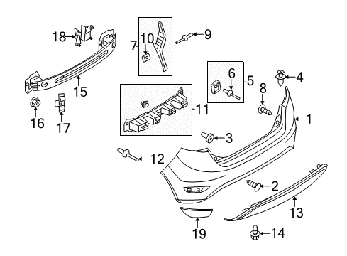 2012 Ford Fiesta Rear Bumper Impact Bar Pad Diagram for AE8Z-17787-B