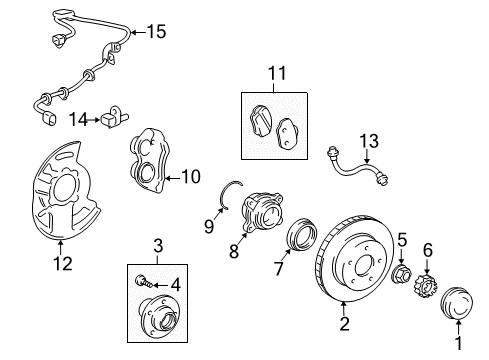 2007 Toyota FJ Cruiser Front Brakes Brake Pads Hardware Kit Diagram for 04947-35050