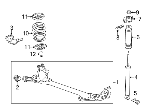 2011 Chevrolet Volt Rear Suspension Rear Shock Absorber Assembly Diagram for 22825519