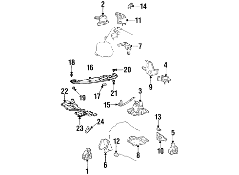 1991 Toyota Camry Engine Mounting Center Bracket Diagram for 12313-74050