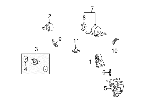 2003 Kia Optima Engine & Trans Mounting Roll Stopper Bracket Assembly Diagram for 218103C710