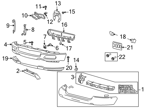 2005 Ford F-150 Front Bumper Bumper Grille Diagram for 5L3Z-17B968-AA