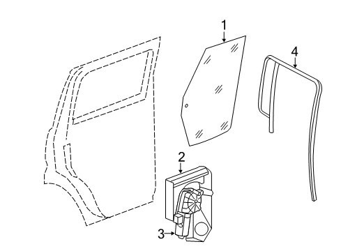 2010 Jeep Liberty Rear Door - Glass & Hardware Glass-Door Glass Run With Glass Diagram for 5112248AD