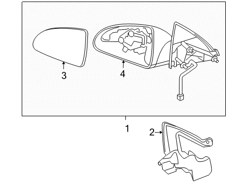 2008 Pontiac G6 Outside Mirrors Mirror Assembly Diagram for 25861986