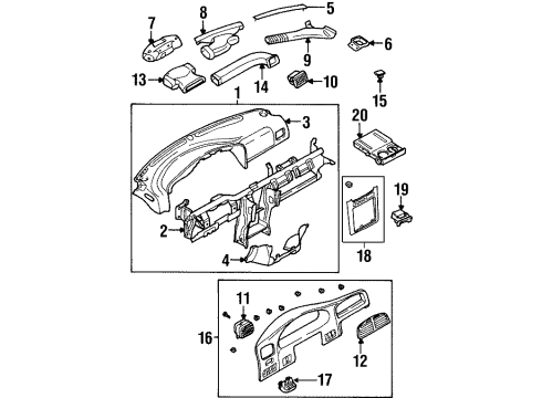 1998 Kia Sportage Instrument Panel Key Subset-Glove Box Diagram for 0K0157695096