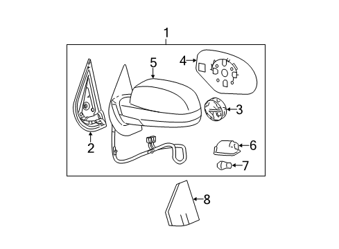 2007 Chevrolet Silverado 3500 HD Outside Mirrors Mirror Assembly Diagram for 25775839