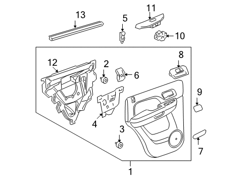 2012 GMC Yukon Rear Door Regulator Diagram for 23227000