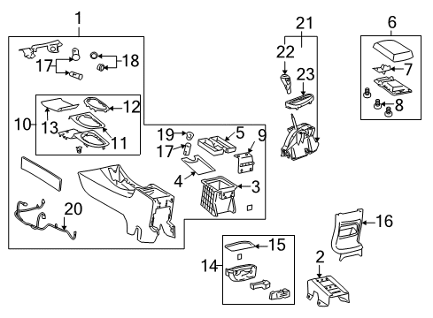 2014 Chevrolet Impala Limited Center Console Console Assembly Diagram for 22792194