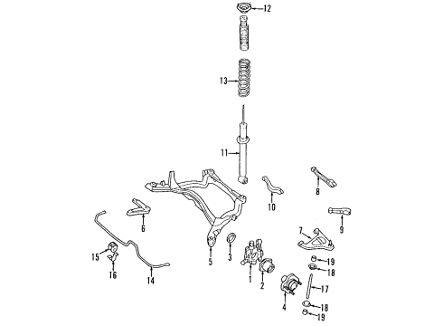 1997 Nissan 240SX Rear Suspension Components, Lower Control Arm, Stabilizer Bar ABSORBER Shock Rear Diagram for 56210-19U27