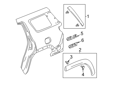 2020 GMC Acadia Exterior Trim - Quarter Panel Wheel Opening Molding Diagram for 84460837