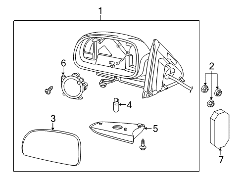 2007 Saab 9-7x Mirrors Mirror Assembly Diagram for 15810882