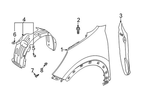 2022 Kia Niro EV Fender & Components Guard Assembly-Front WHE Diagram for 86812Q4000