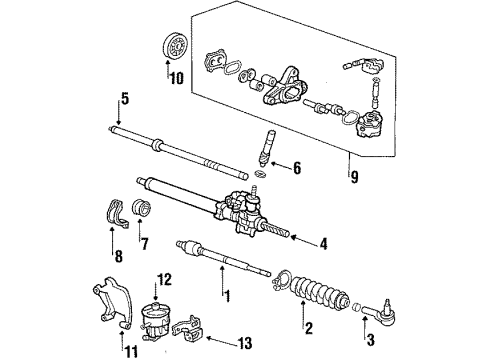 1989 Acura Integra P/S Pump & Hoses, Steering Gear & Linkage Rack, Steering (LH) Diagram for 53626-SD2-A51