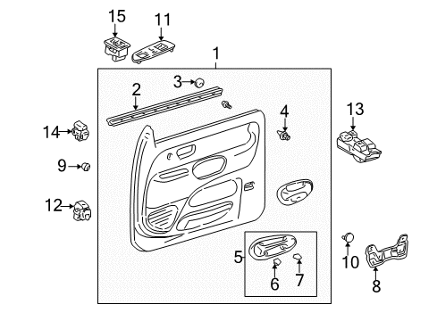 2003 Toyota Tundra Front Door Switch Bezel Diagram for 74202-0C010-B1