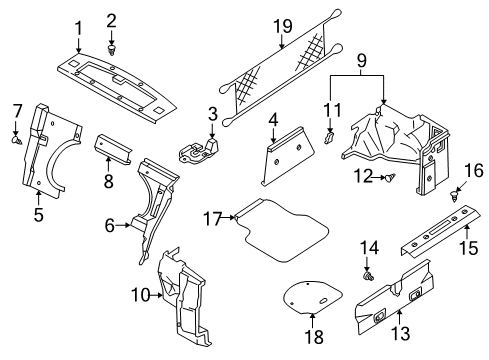 2001 Nissan Altima Interior Trim - Rear Body Clip-Trim Diagram for 01553-0058U