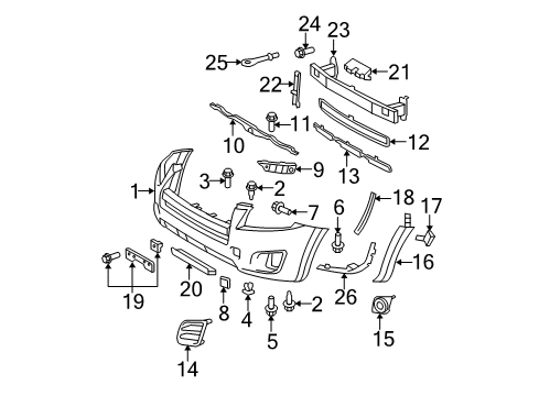 2012 Toyota RAV4 Front Bumper Flare Pad Diagram for 53851-0R010