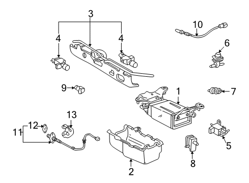 2001 Toyota Highlander Powertrain Control Charcoal Vapor Canister Highlander Diagram for 77740-48080