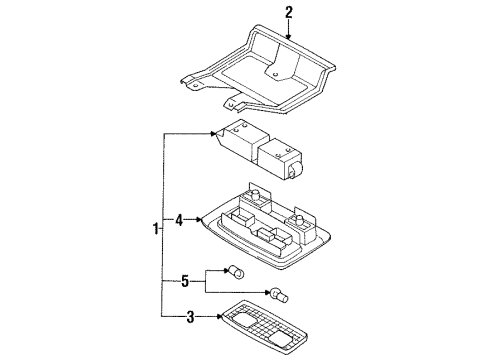 1994 Nissan Maxima Overhead Console Cover-Map Lamp Diagram for 26437-51E12