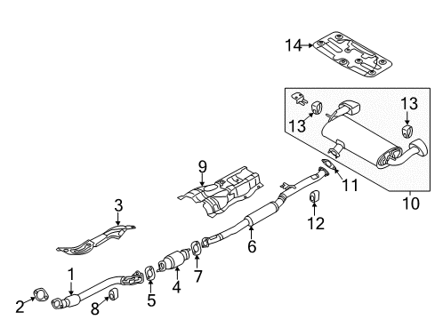 2013 Hyundai Genesis Coupe Exhaust Components Hanger-Exhaust Pipe Diagram for 28768-2M020