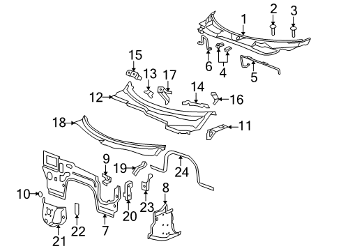 Diagram for 2009 Pontiac Solstice Cowl 