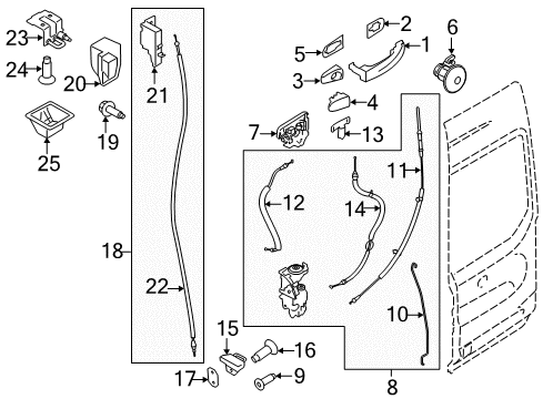 2017 Ford Transit-150 Back Door - Lock & Hardware Lower Latch Diagram for CK4Z-6143288-A