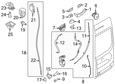 2015 Ford Transit-350 HD Back Door - Lock & Hardware Upper Latch Diagram for CK4Z-6143286-B