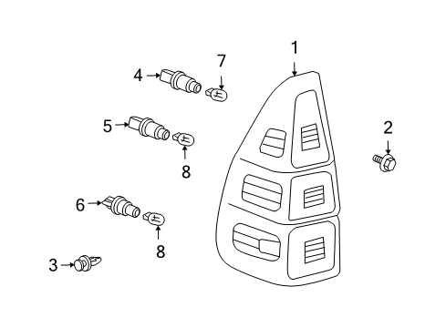 2004 Lexus GX470 Bulbs Socket, Rear Turn Signal Lamp Diagram for 81555-13530