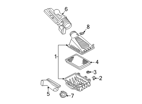 2005 Lincoln LS Powertrain Control Air Cleaner Assembly Diagram for 3W4Z-9600-AA